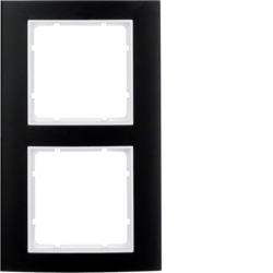 10123025 Cornice doppia BERKER B.3, Alluminio nero/bianco polare opaco,  alluminio anodizzato