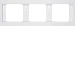 13737009 Cornice tripla per montaggio orizzontale BERKER K.1, bianco polare lucido