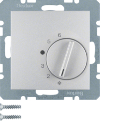 20261404 Regolatore di temperatura,  contatto di commutazione,  con pezzo centrale BERKER S.1/B.3/B.7, alluminio opaco,  verniciato