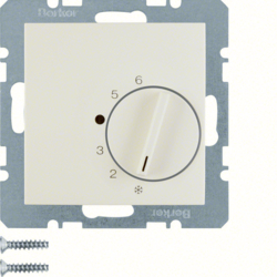 20268982 Regolatore di temperatura,  contatto di commutazione,  con pezzo centrale BERKER S.1/B.3/B.7, bianco lucido