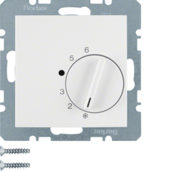 20268989 Regolatore di temperatura,  contatto di commutazione,  con pezzo centrale BERKER S.1/B.3/B.7, bianco polare lucido