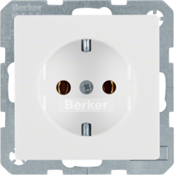 41436089 Presa SCHUKO Con morsetti a sollevamento a vite,  Berker Q.1/Q.3/Q.7/Q.9, bianco polare velluto