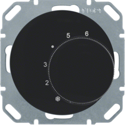 20262045 Regolatore di temperatura,  contatto di commutazione,  con pezzo centrale Berker R.1/R.3/R.8, nero lucido