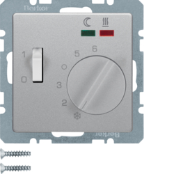 20346084 Regolatore di temperatura,  contatto di chiusura,  con pezzo centrale,  per riscaldamento a pavimento con interruttore a bilanciere,  sonda esterna di temperatura,  Berker Q.1/Q.3/Q.7/Q.9