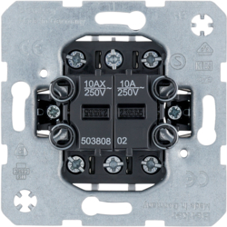 50380802 Deviatore doppio/pulsante,  contatto di commutazione,  morsetti d'ingresso separati INSERTI MODULARI