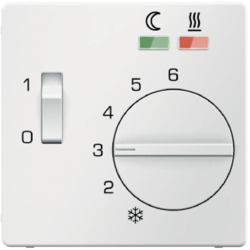 16726089 Pezzo centrale per regolatore di temperatura per riscaldamento a pavimento con bilanciere,  Manopola di regolazione,  Berker Q.1/Q.3/Q.7/Q.9, bianco polare velluto