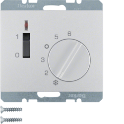 20317103 Regolatore di temperatura,  contatto di apertura,  con pezzo centrale,  24 V AC/DC con interruttore a bilanciere,  BERKER K.5, alluminio opaco,  verniciato