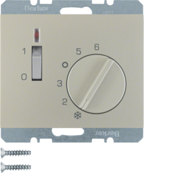 20317104 Regolatore di temperatura,  contatto di apertura,  con pezzo centrale,  24 V AC/DC con interruttore a bilanciere,  BERKER K.5, acciaio opaco,  verniciato