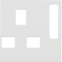 3313078989 Pezzo centrale per prese,  BRITISH STANDARD disinseribile BERKER S.1/B.3/B.7, bianco polare lucido