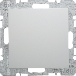 6710098989 Inserto cieco con pezzo centrale,  attacco e graffe ad espansione BERKER S.1/B.3/B.7, bianco polare lucido