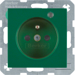 6765098913 Presa con spinotto di messa a terra e LED di controllo Con protezione elevata contro i contatti,  Morsetti a sollevamento a vite,  BERKER S.1/B.3/B.7, verde lucido