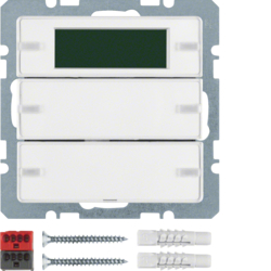 75662729 Sensore a tasti doppio con regolatore di temperatura Con campi di scrittura,  Display,  accoppiatore bus integrato,  KNX - Berker Q.1/Q.3, bianco polare velluto