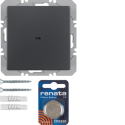 85655226 Radiotrasmettitore KNX da muro singolo piatto quicklink Berker Q.1/Q.3/Q.7/Q.9, antracite velluto,  verniciato